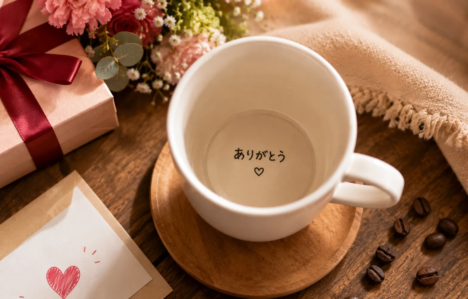 コーヒーカップの底メッセージ