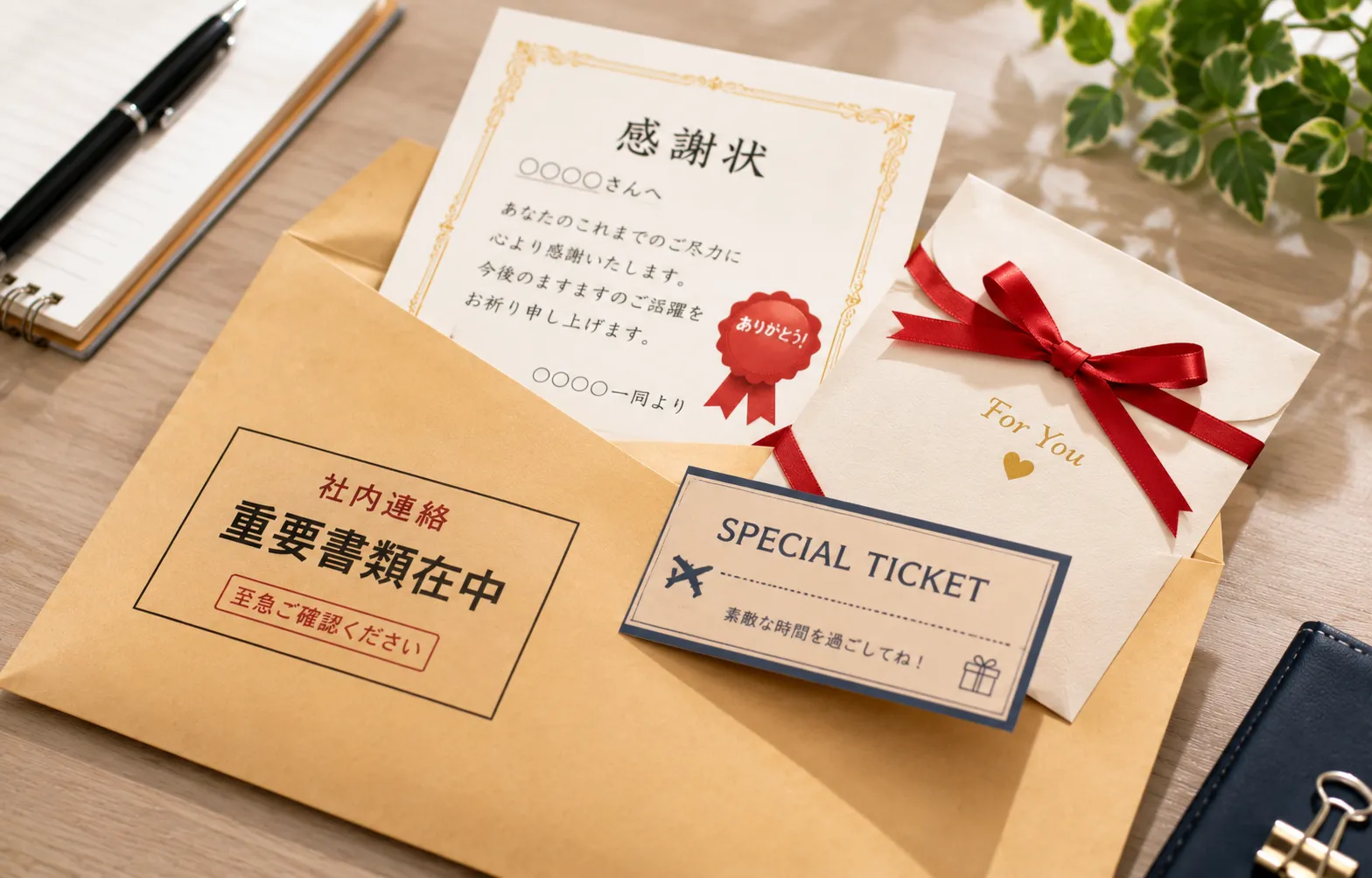 書類封筒に見せかけたギフト