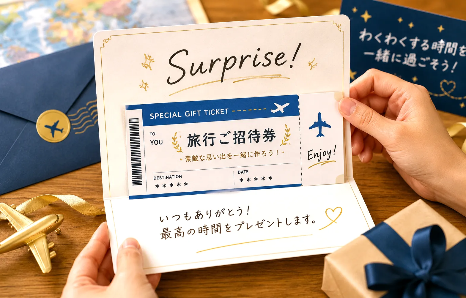 カードを開くとチケット