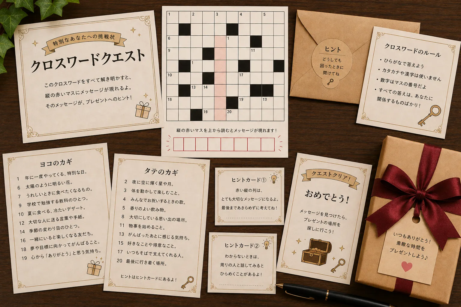 クロスワード完成サプライズ