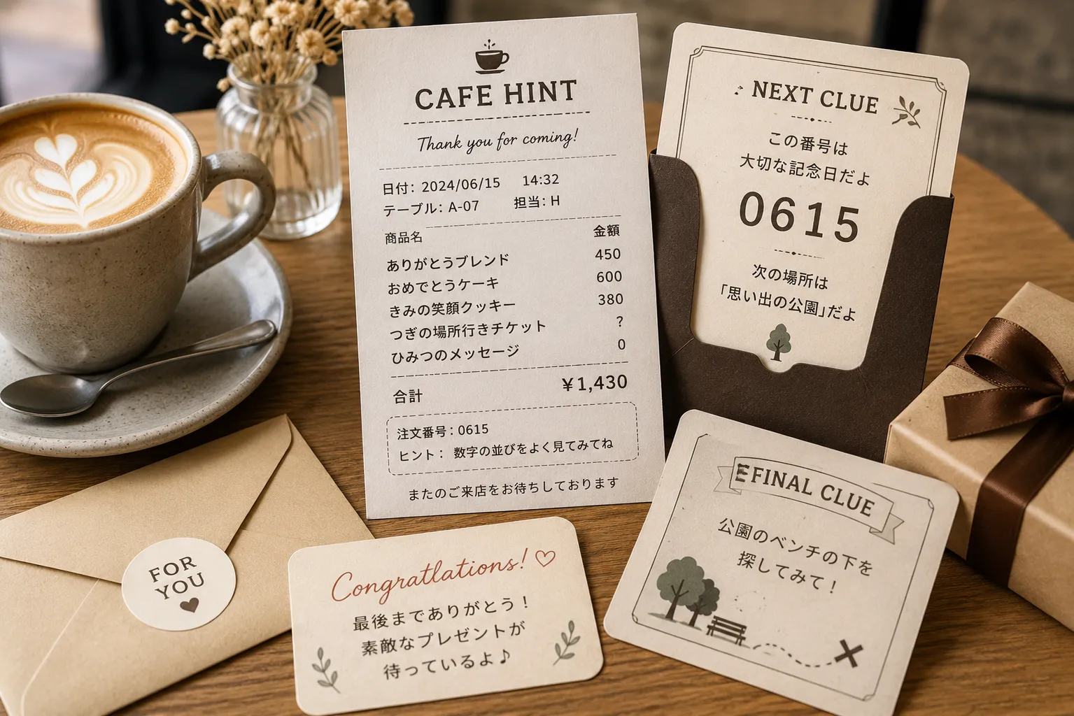 カフェレシートヒント